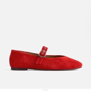 Madewell Red Suede Flats with Buckle